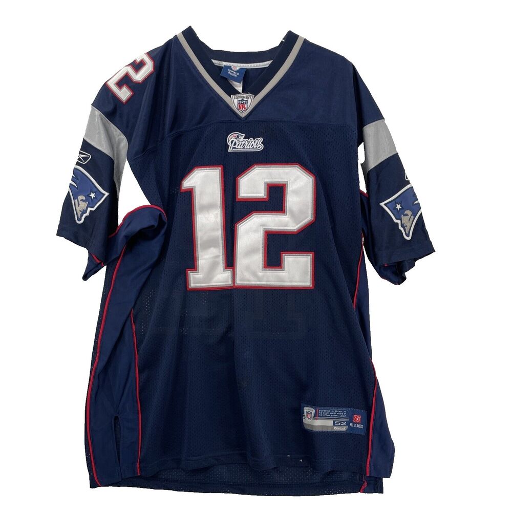 Reebok Tom Brady #12 New England Patriots Onfield Jersey 52 Blue Stitched Sewn